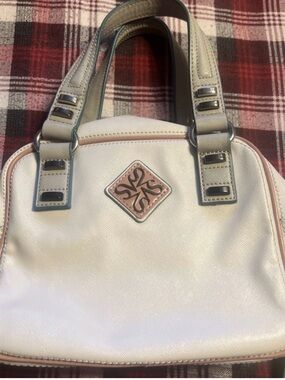 Simply Vera Vera Wang Cream and Pink Trim Structured Top-Handle Satchel